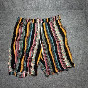 Men’s MANFINITY Ethnic Geometric (AOP) Striped Shorts 8.5” Seam (Size L) Pleated